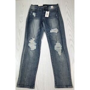 Judy Blue Boyfriend Fit Mid Rise Jeans Womens Size 7/28 Fit Distressed Denim New